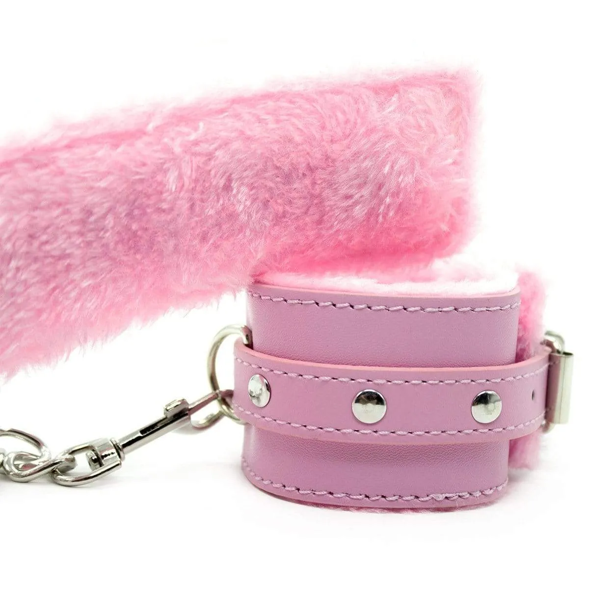 2360MQ-SIS      Sissy Princess Pink Fur Lined Ankle Bondage Cuffs