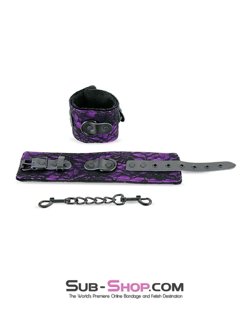 3430M      Royal Purple Fur Lined Lace Wrist Cuffs