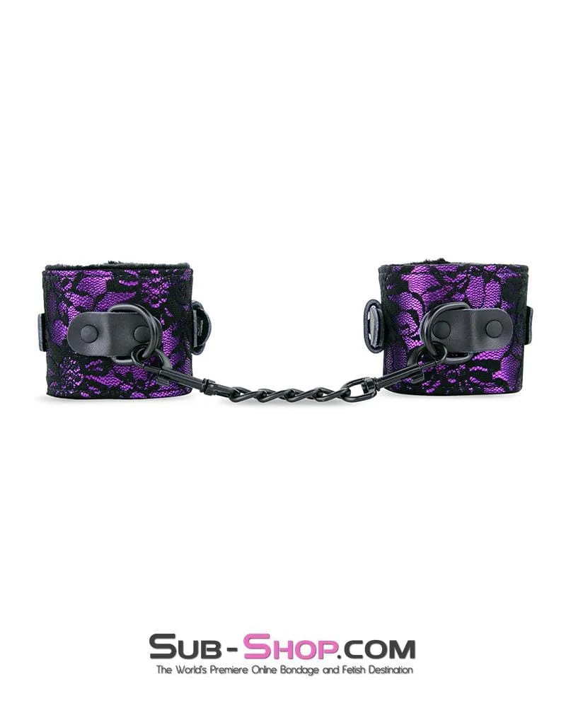 3430M      Royal Purple Fur Lined Lace Wrist Cuffs