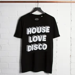 3D House Love Disco Front Print - Tshirt - Black