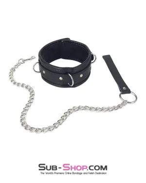 7098DL      Locking Fur Lined Bondage Collar with Leash Set - MEGA Deal