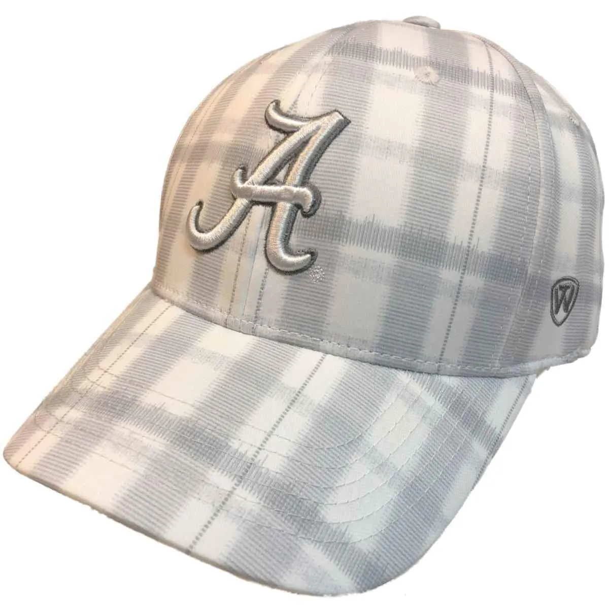 Alabama Crimson Tide TOW White Gray Plaid "Par" Style Structured Flexfit Hat Cap