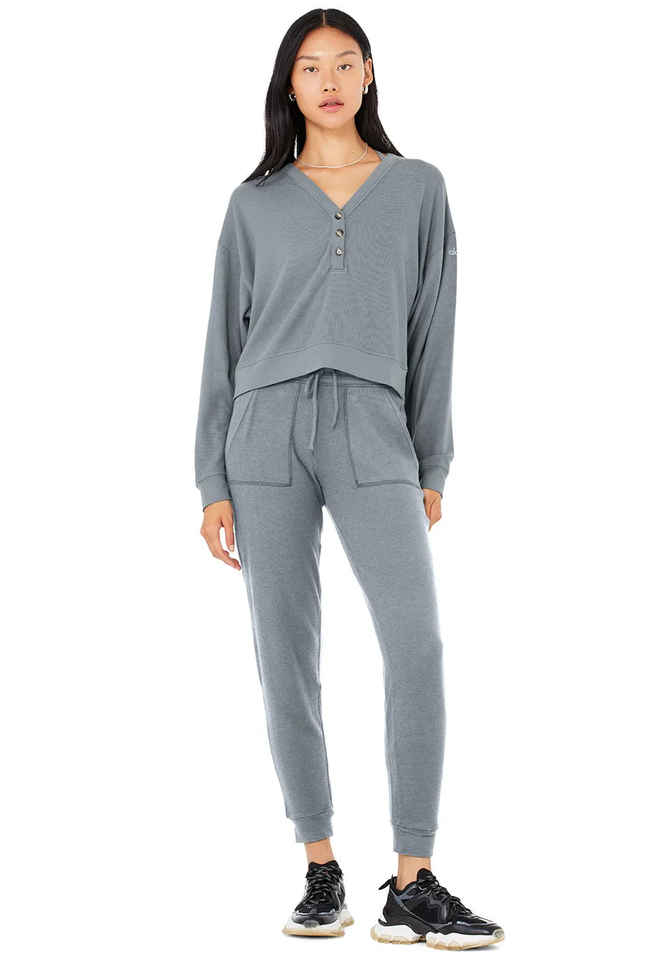 Alolux Soho Cropped Henley & Soho Sweatpant Set