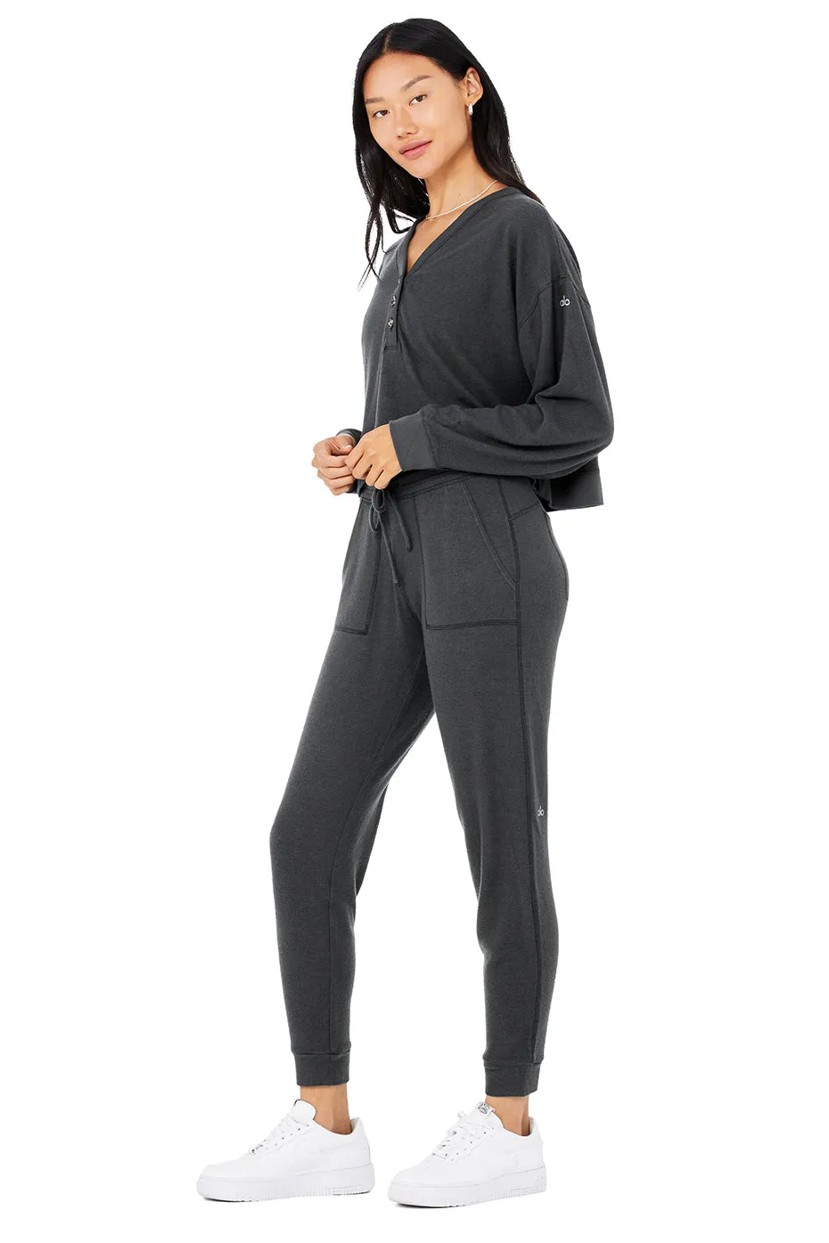 Alolux Soho Cropped Henley & Soho Sweatpant Set