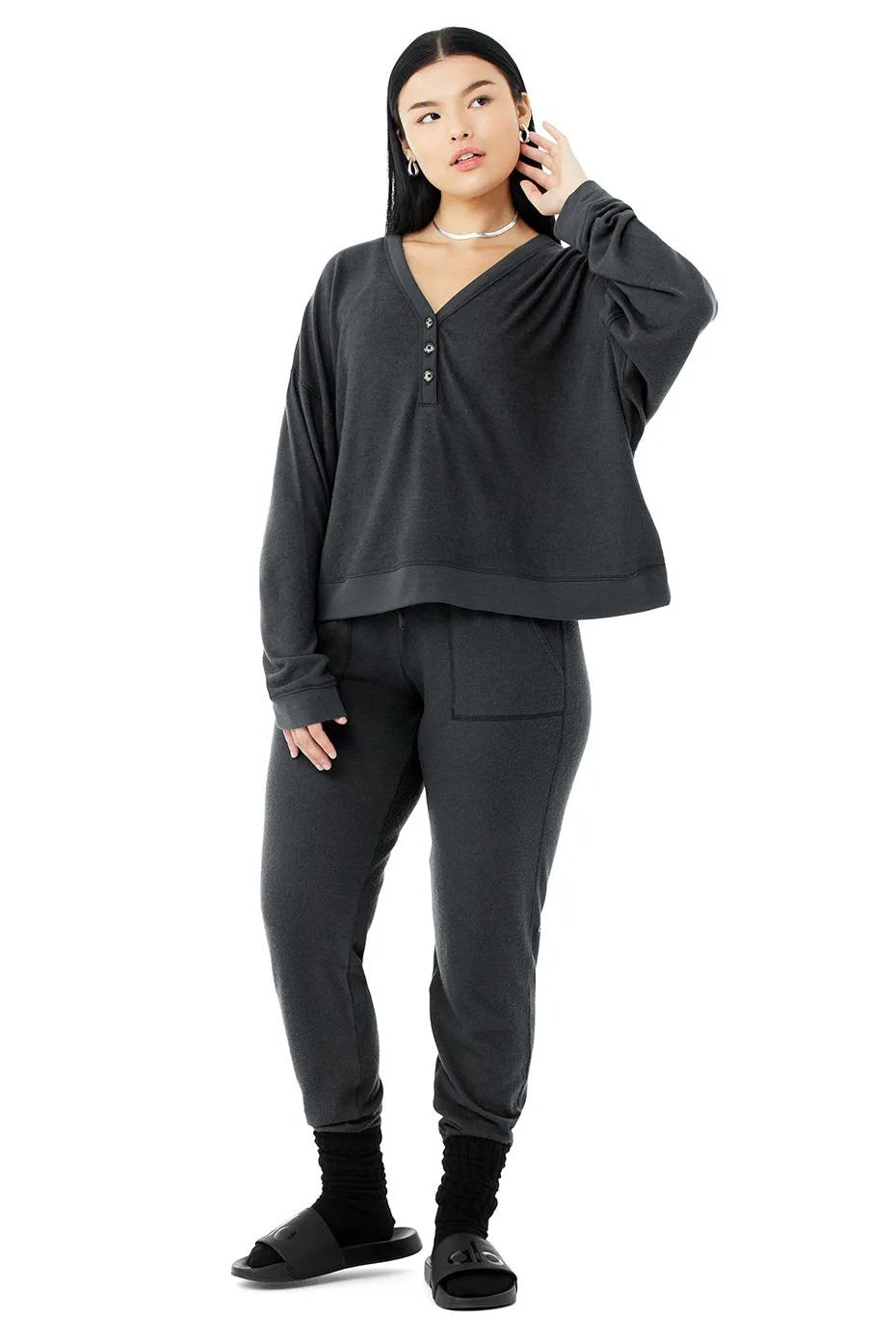 Alolux Soho Cropped Henley & Soho Sweatpant Set