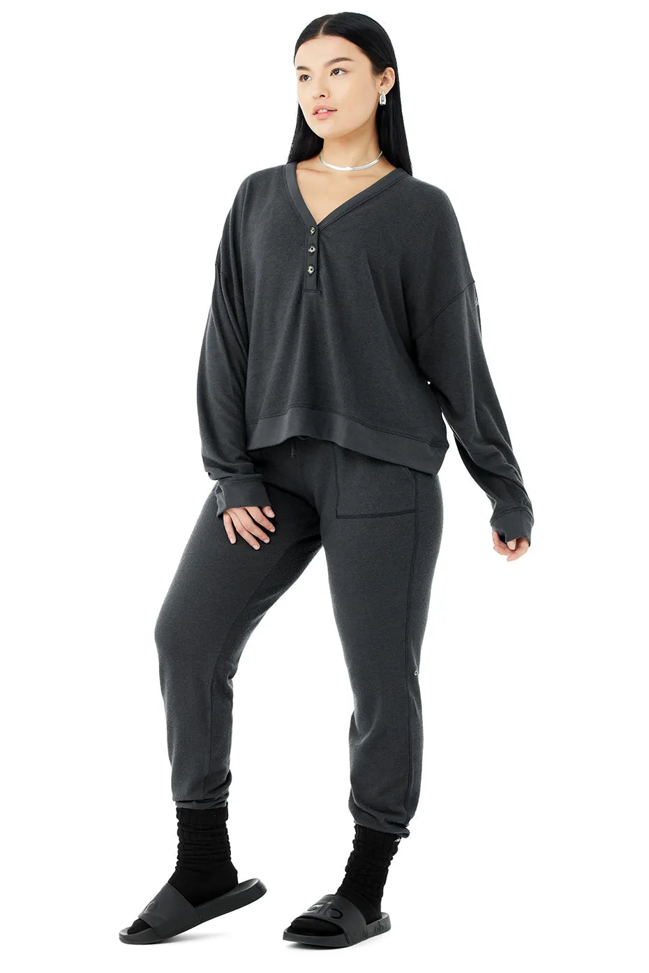 Alolux Soho Cropped Henley & Soho Sweatpant Set