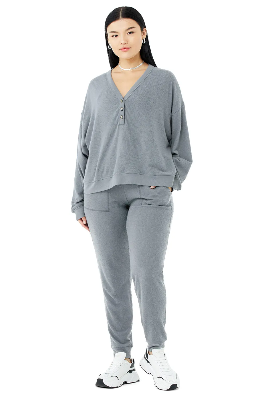 Alolux Soho Cropped Henley & Soho Sweatpant Set