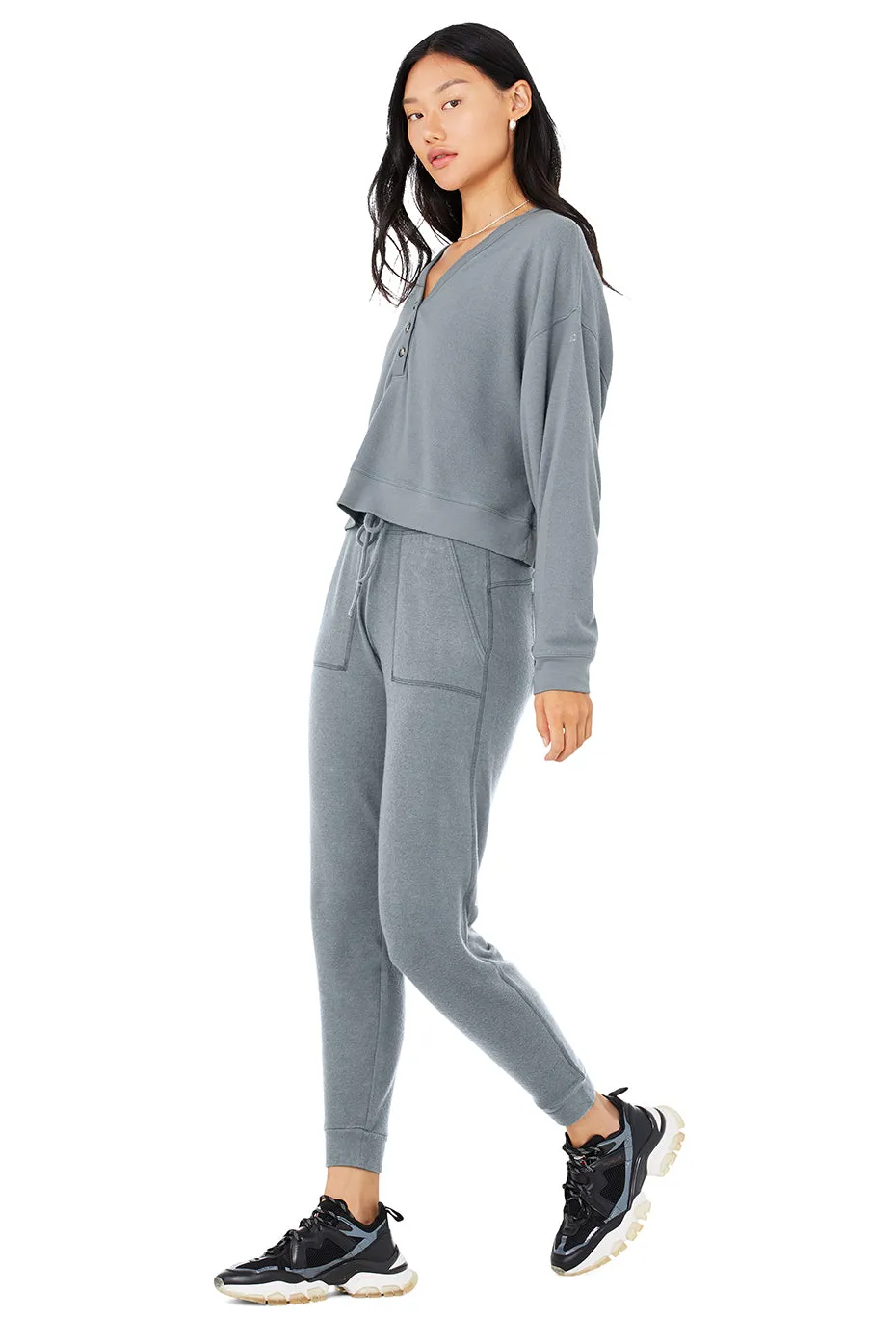 Alolux Soho Cropped Henley & Soho Sweatpant Set