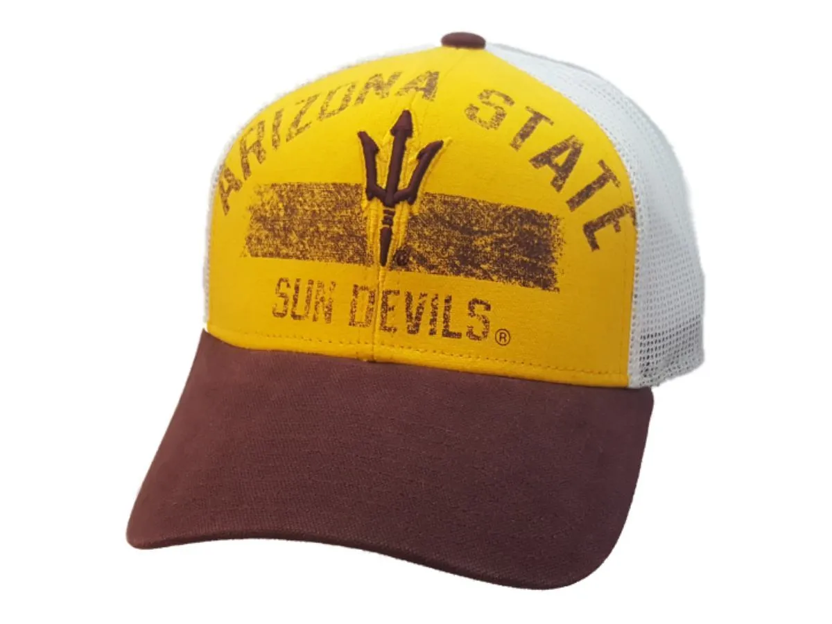 Arizona State Sun Devils Adidas Yellow Structured Mesh Snapback Baseball Hat Cap