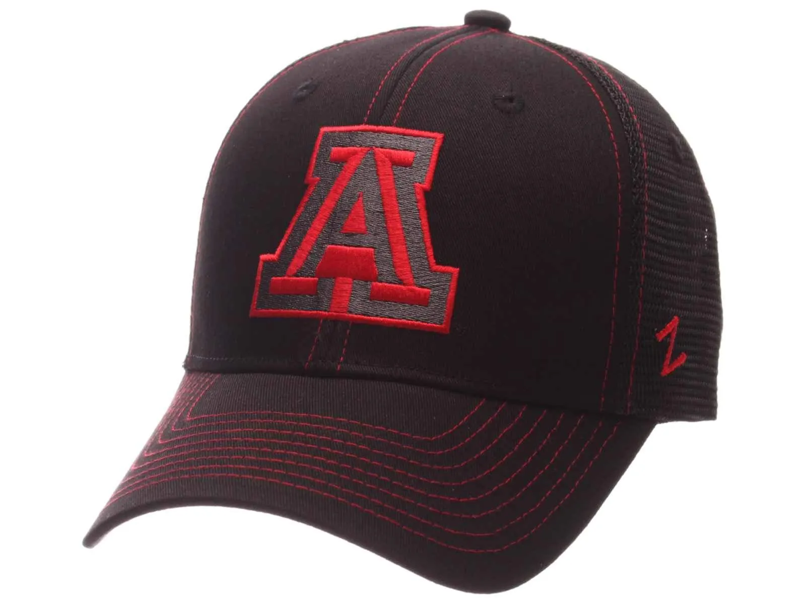 Arizona Wildcats Zephyr Black Mesh Blackout Trucker Adjustable Snapback Hat Cap