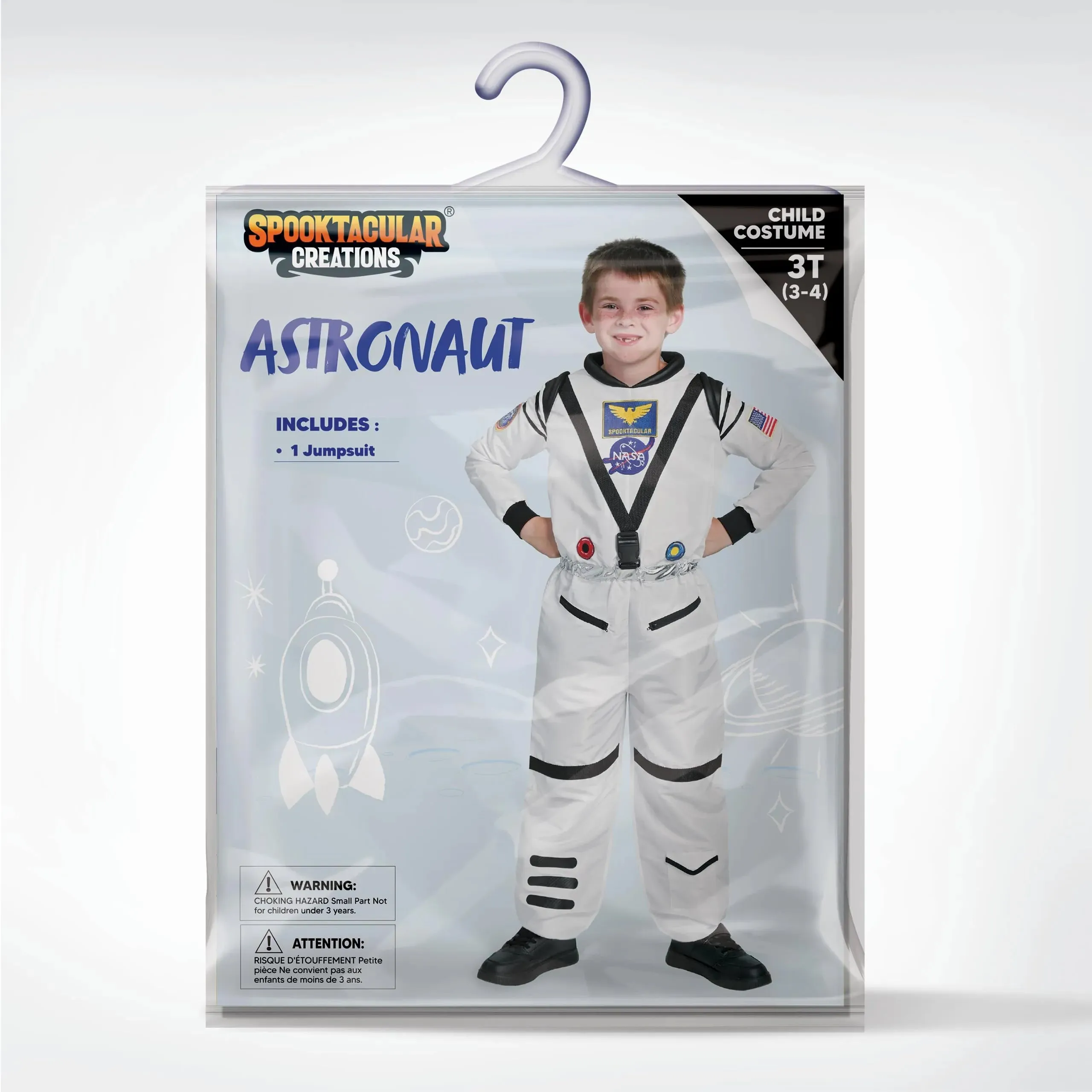 Astronaut Costume for Kids, Space Suit White Classic Astronaut Jumpsuit