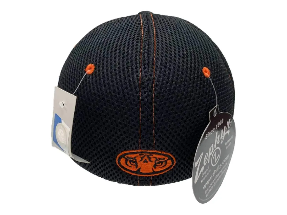 Auburn Tigers Zephyr Blackout Mesh Structured Stretch Fit Hat Cap (M/L)