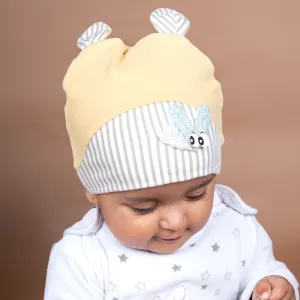 Baby Moo Busy Bee All Season Stretchable Hosiery Warm 3D Beanie Cap - Mustard