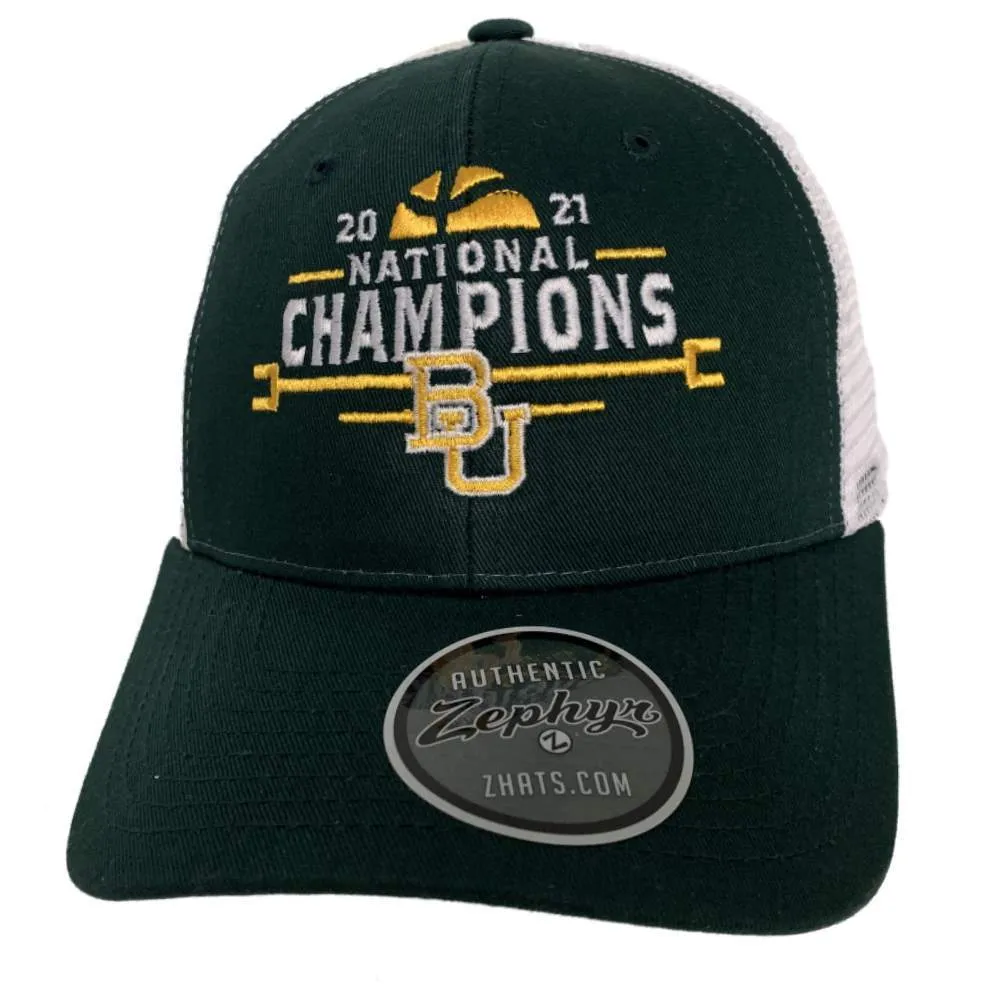 Baylor Bears 2021 NCAA Basketball National Champions Green/White Mesh Hat Cap