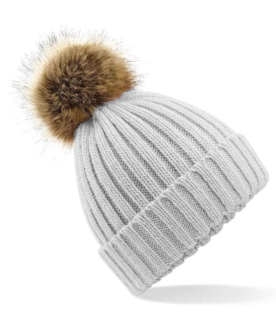 BB412 - Beechfield Faux Fur Pop Pom Chunky Beanie