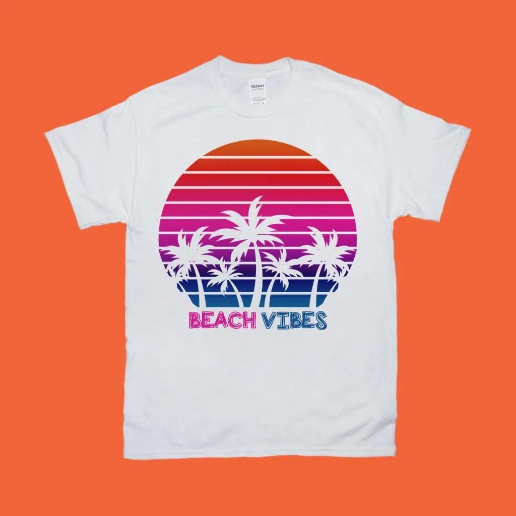 Beach Vibes | Palm Tress | Retro Sunset T-Shirts, Island Life T-Shirt | Summer Shirt | Vacation Shirt, Adventure Spring , Spring Break Gift