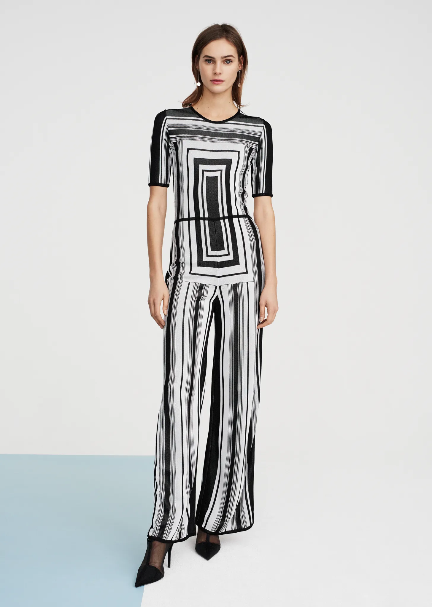 Bisou - Wide Leg Jumpsuit with Modern Geometric Design