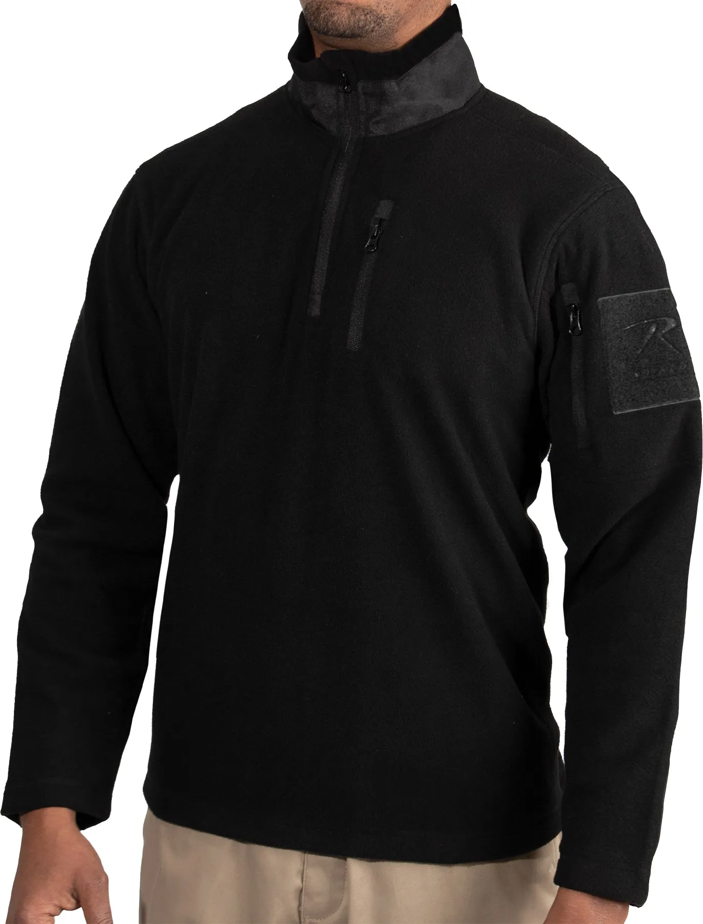 Black Fleece Quarter Zip Sweatshirt Lightweight Pullover Uniform Duty Top Warm Jacket