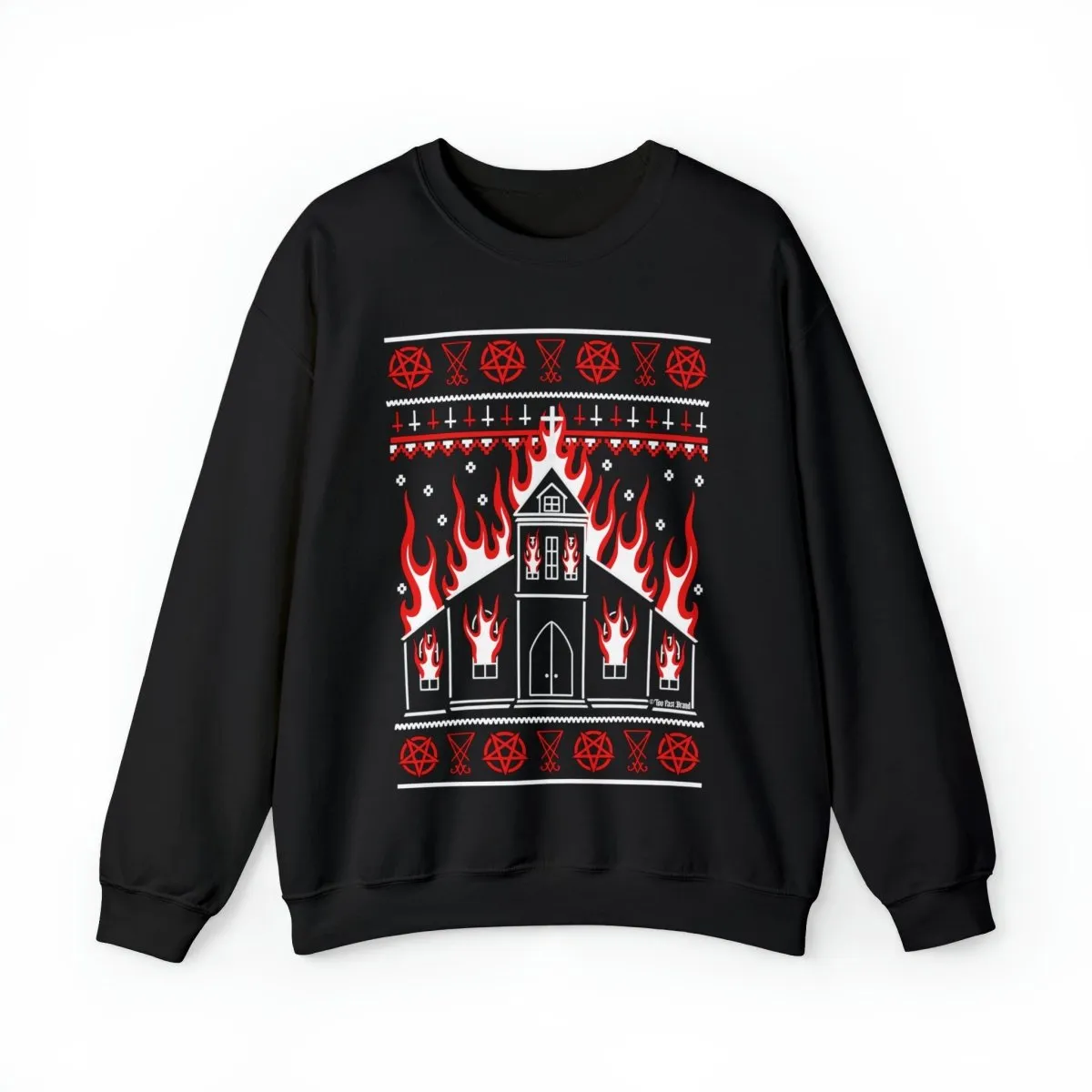 Black Metal Church Fire Christmas Crewneck Sweatshirt