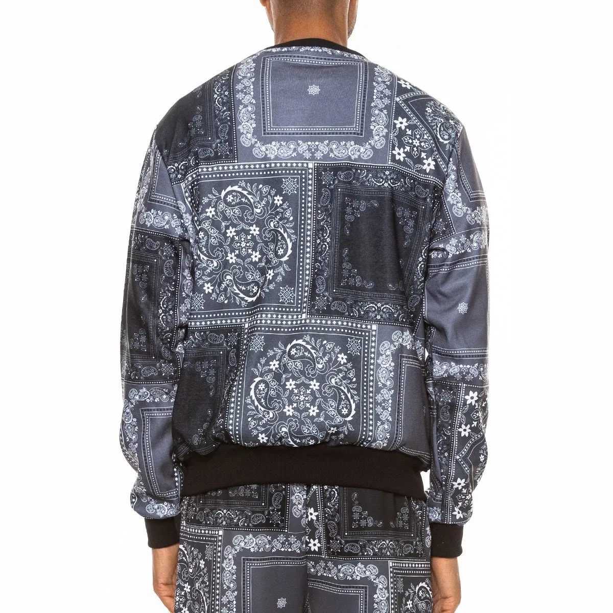 Black Paisley Print Crewneck Sweatshirt