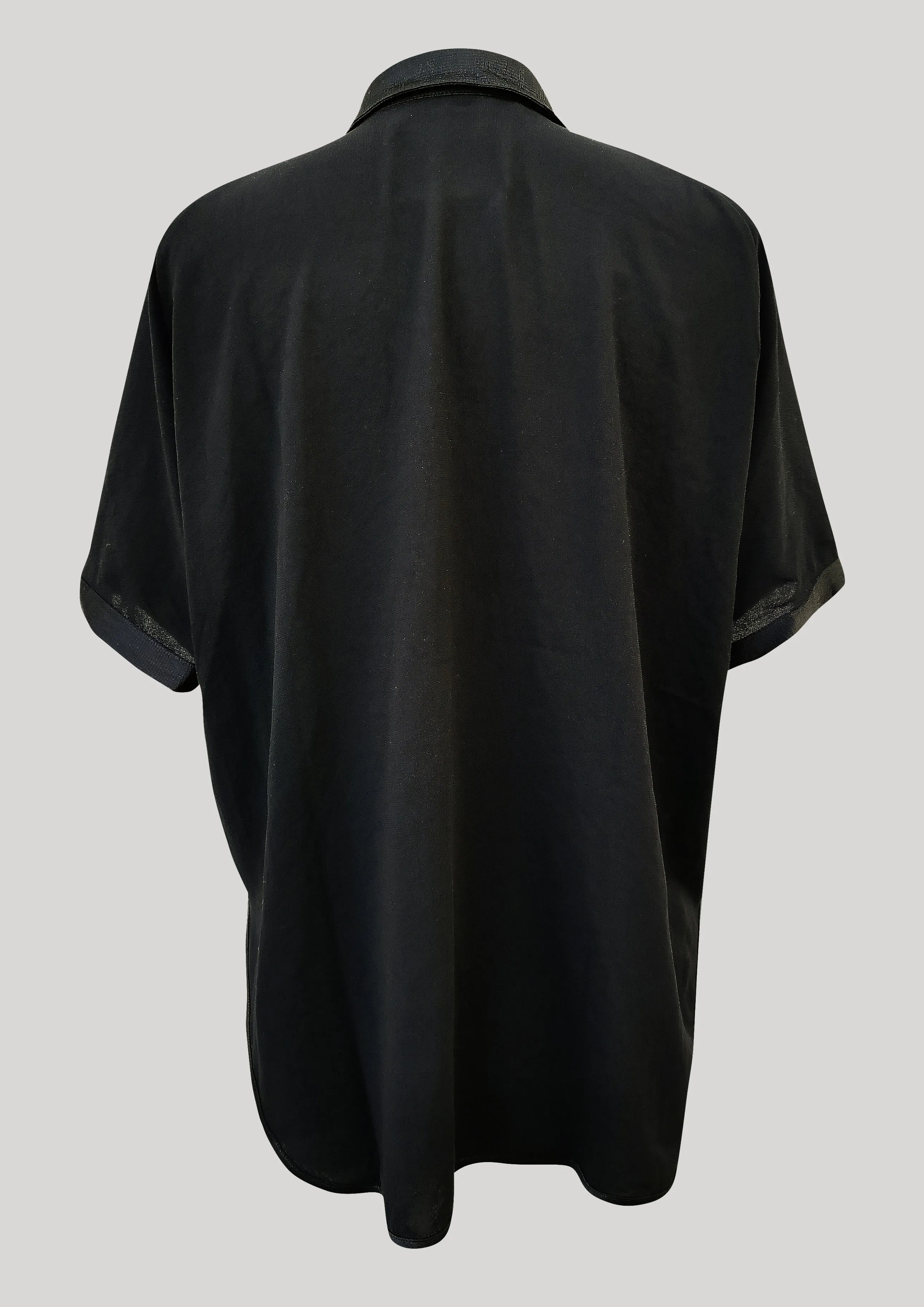 BLOUSE SHORT SLEEVES - THIN DRAPING black