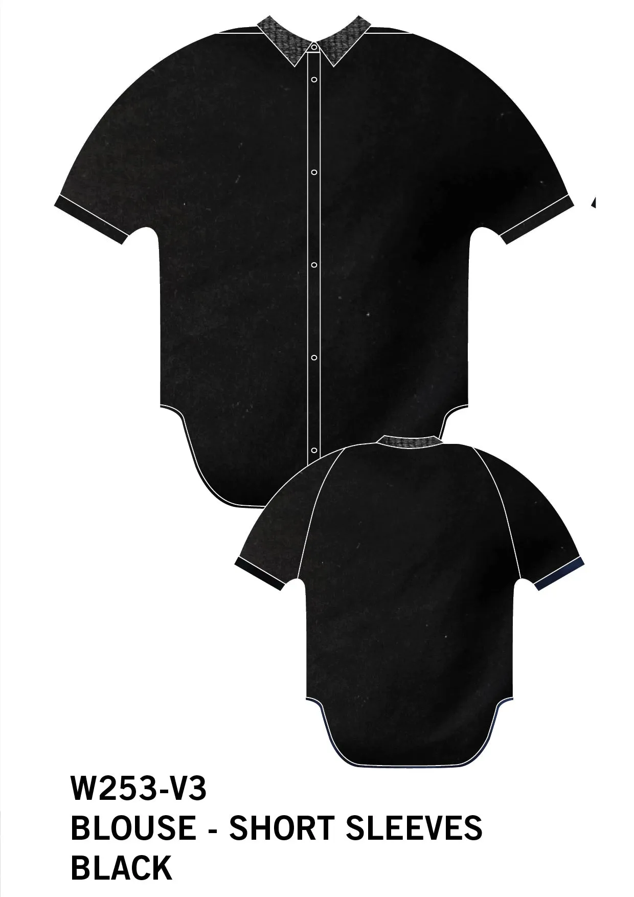 BLOUSE SHORT SLEEVES - THIN DRAPING black