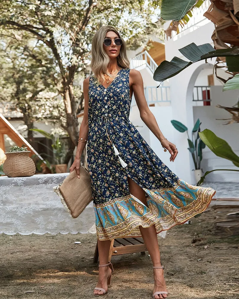 Bohemia Sleeveless Floral Print Summer Dresses