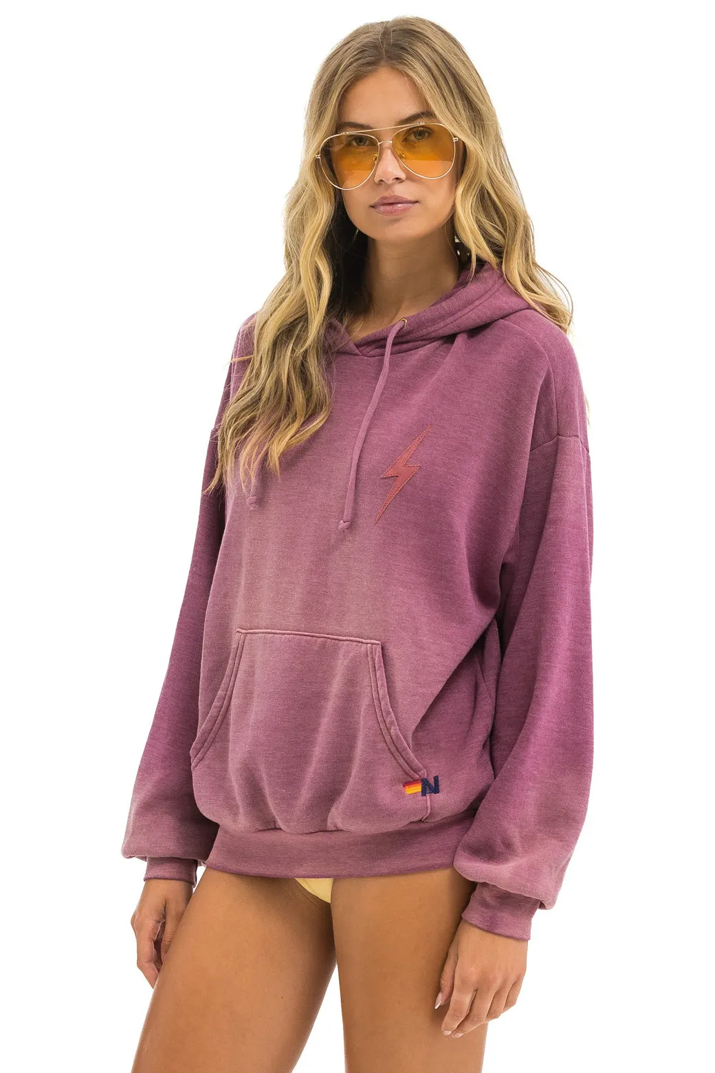 BOLT STITCH 2  RELAXED PULLOVER HOODIE - FADED BERRY