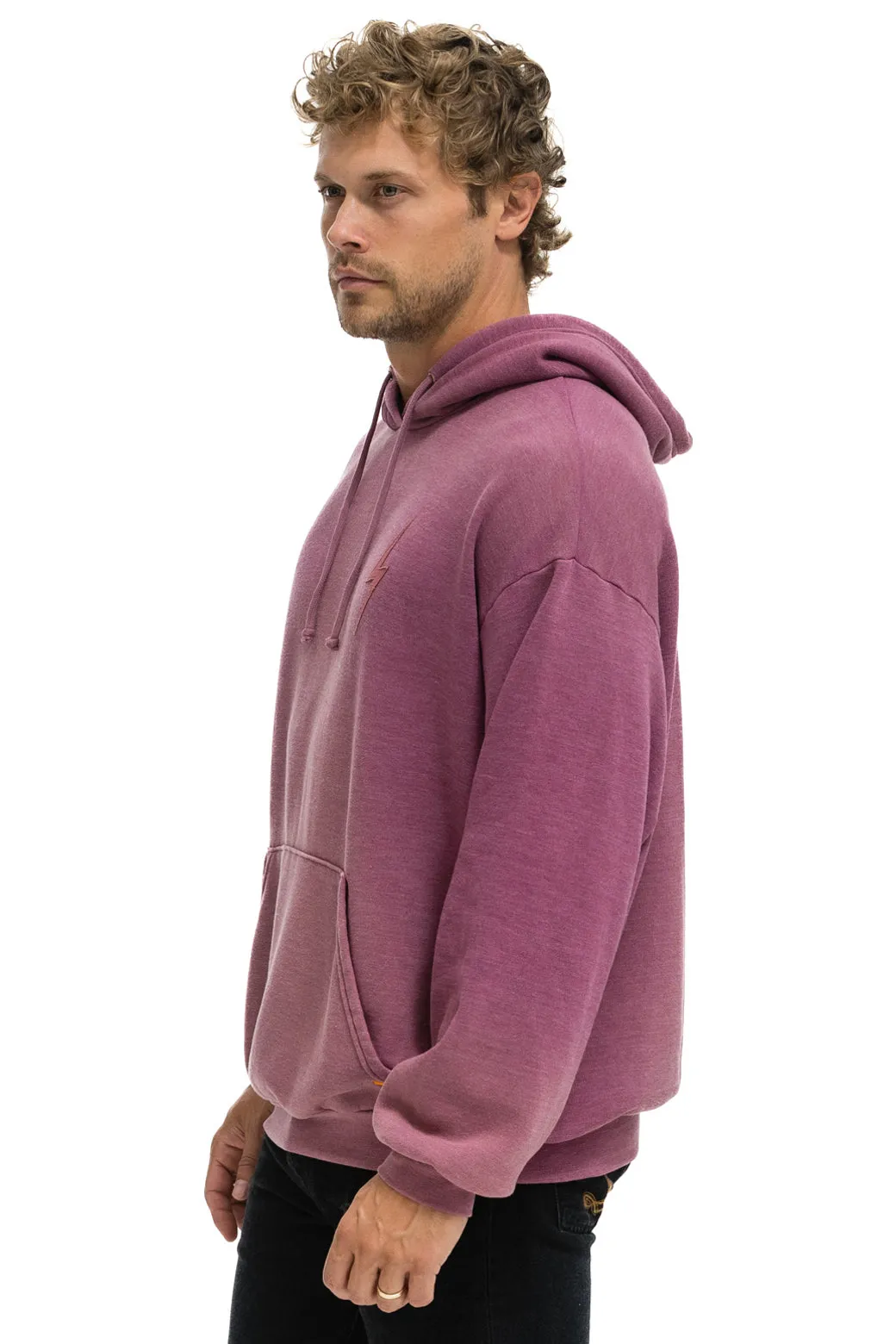 BOLT STITCH 2  RELAXED PULLOVER HOODIE - FADED BERRY