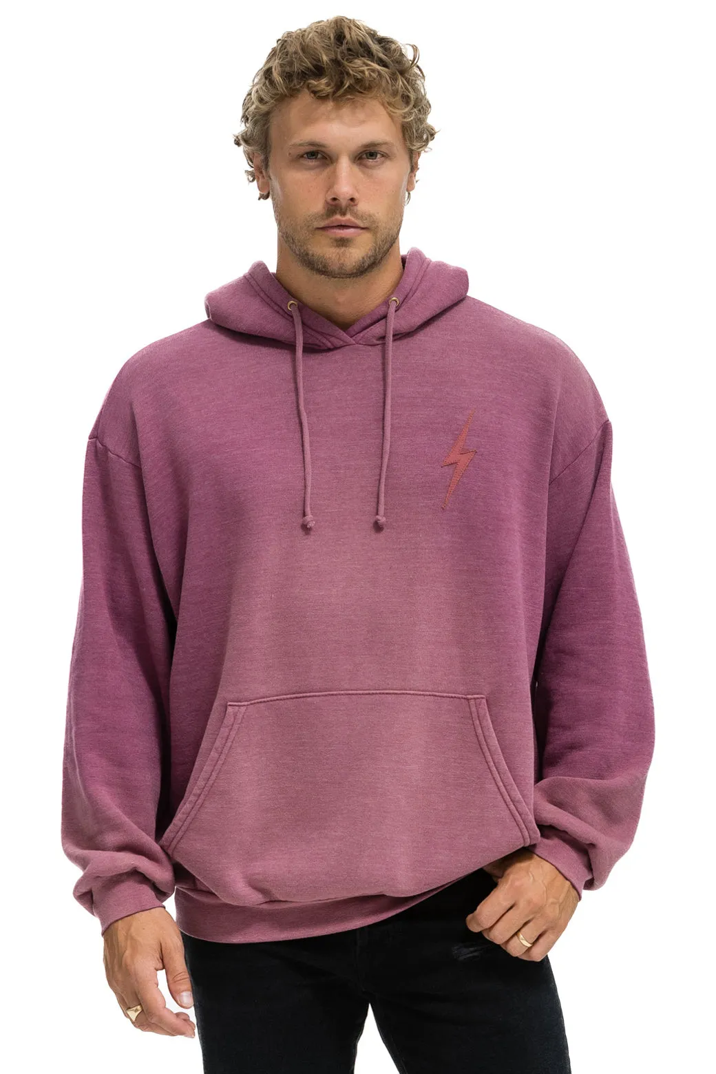 BOLT STITCH 2  RELAXED PULLOVER HOODIE - FADED BERRY