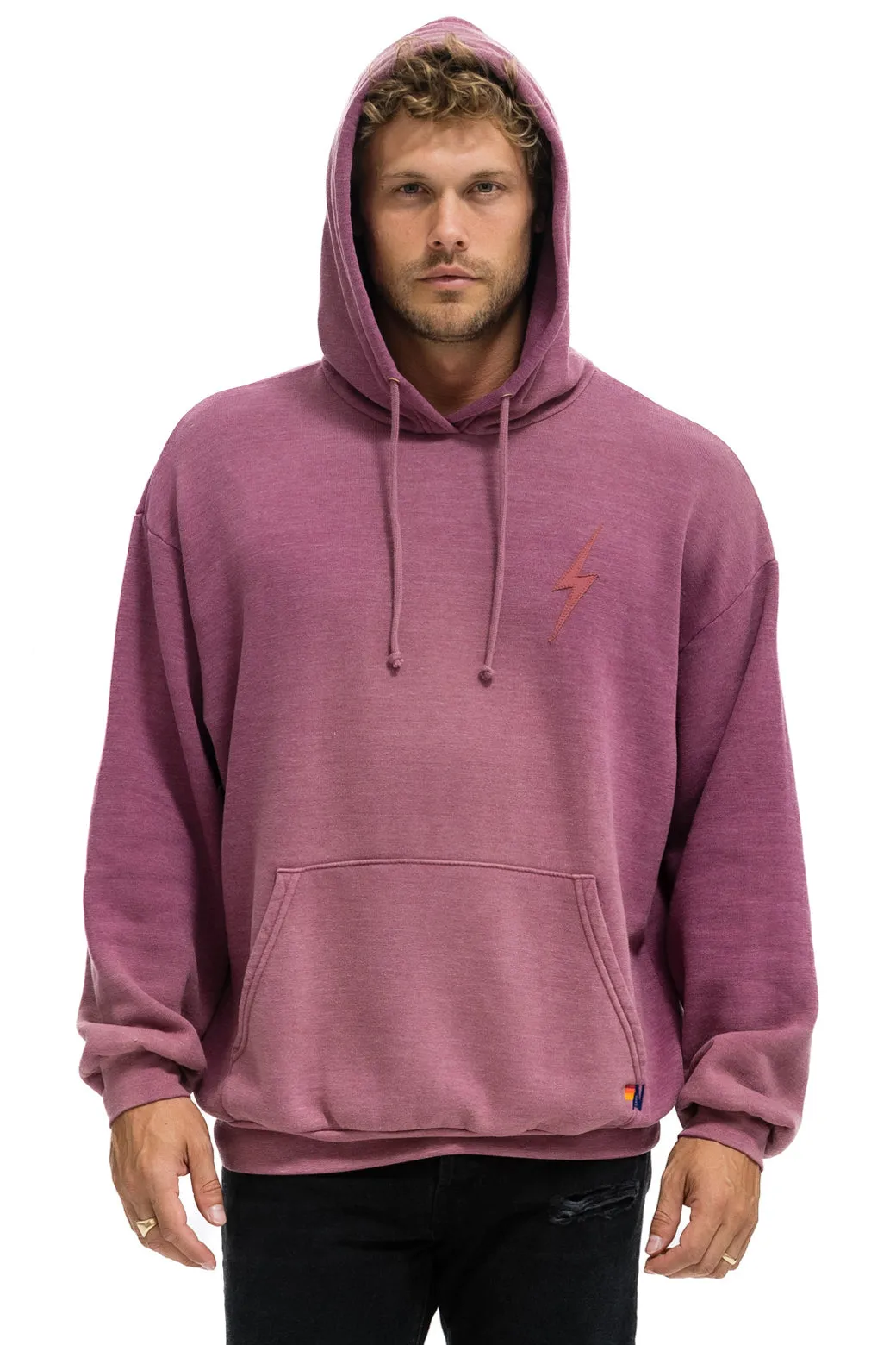 BOLT STITCH 2  RELAXED PULLOVER HOODIE - FADED BERRY