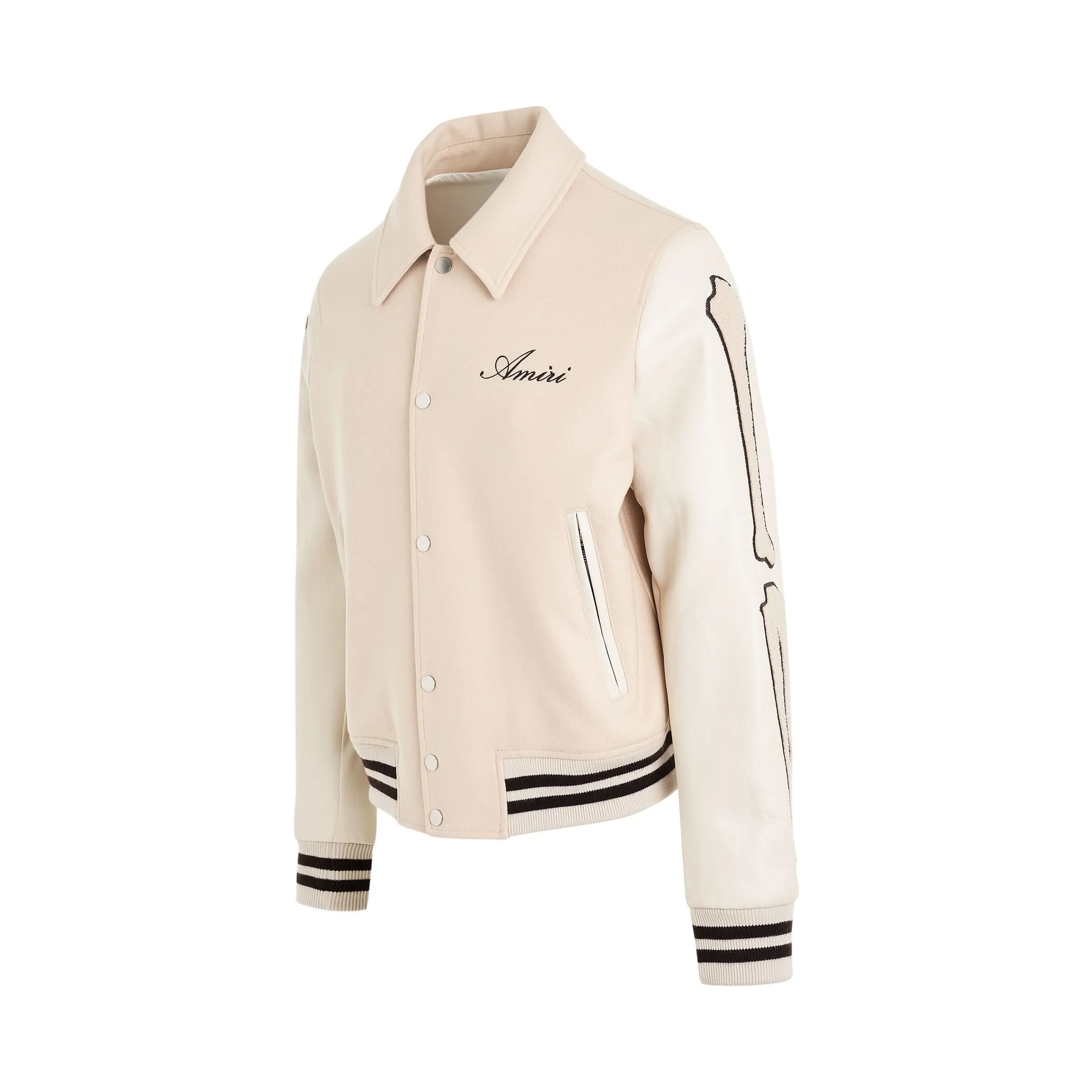 Bones Varsity Jacket in Alabaster