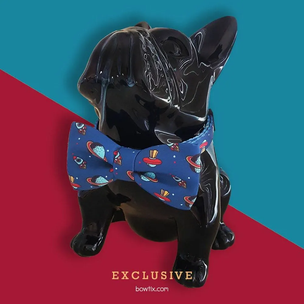 Bowtix Handmade Dog Collar With Removable Bowtie - Cosmic Spaceship