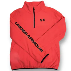 Boys Under Armour Size YLG 12/14 Orange Quarter-Zip Fleece Pullover