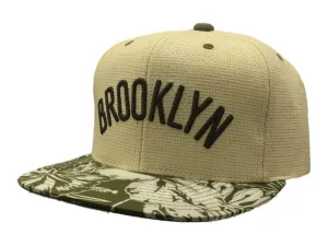 Brooklyn Nets Mitchell & Ness Ivory & Green Floral Strapback Flat Bill Hat Cap