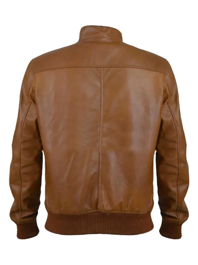 Brown Bomber Real Leather Jacket