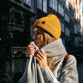 Burnt Mustard Yellow Wooly Beanie Hat