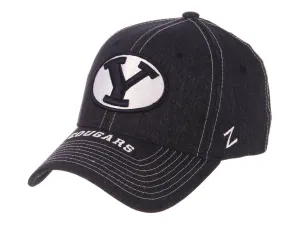 BYU Cougars Zephyr Dark Navy "Center Court" Structured Fitted Hat Cap