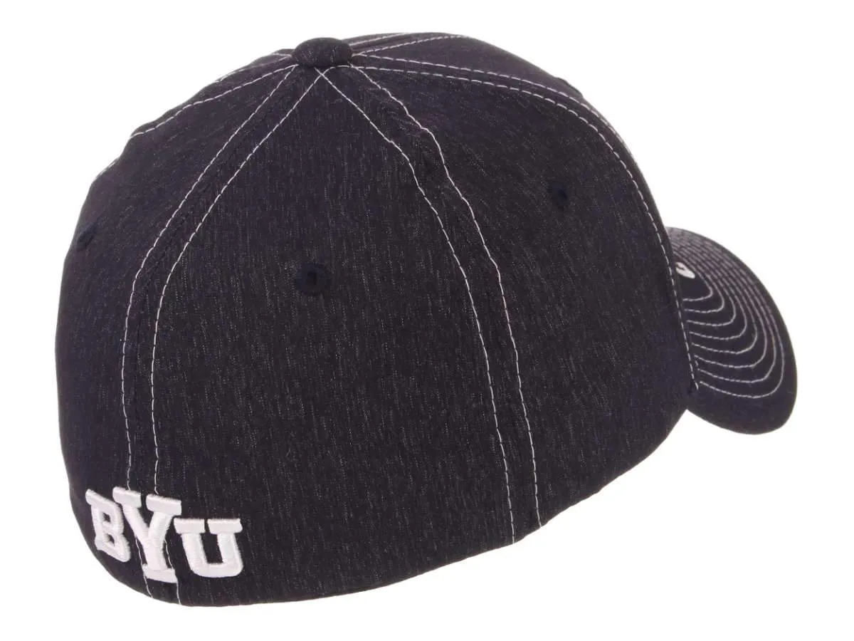 BYU Cougars Zephyr Dark Navy "Center Court" Structured Fitted Hat Cap