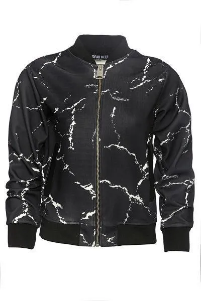 Calcium Carbonate Black Bomber Jacket