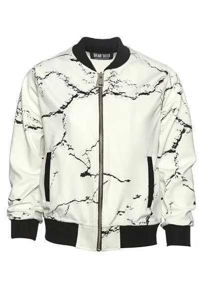 Calcium Carbonate White Bomber Jacket