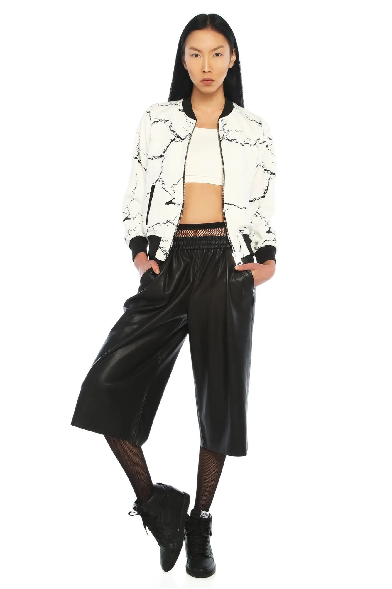 Calcium Carbonate White Bomber Jacket