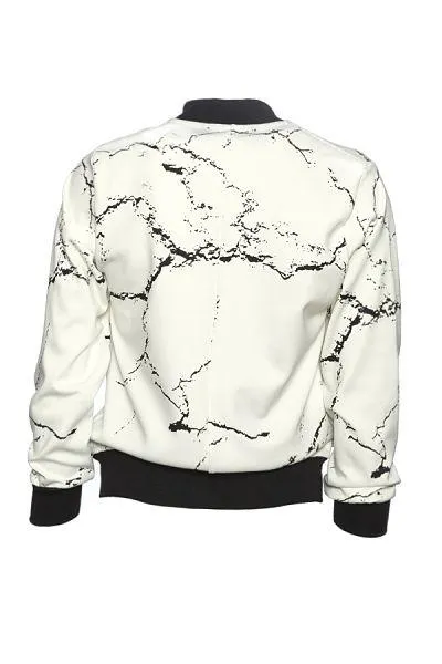 Calcium Carbonate White Bomber Jacket