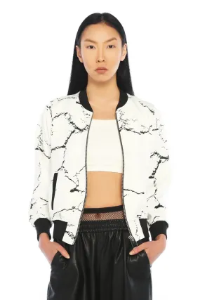 Calcium Carbonate White Bomber Jacket