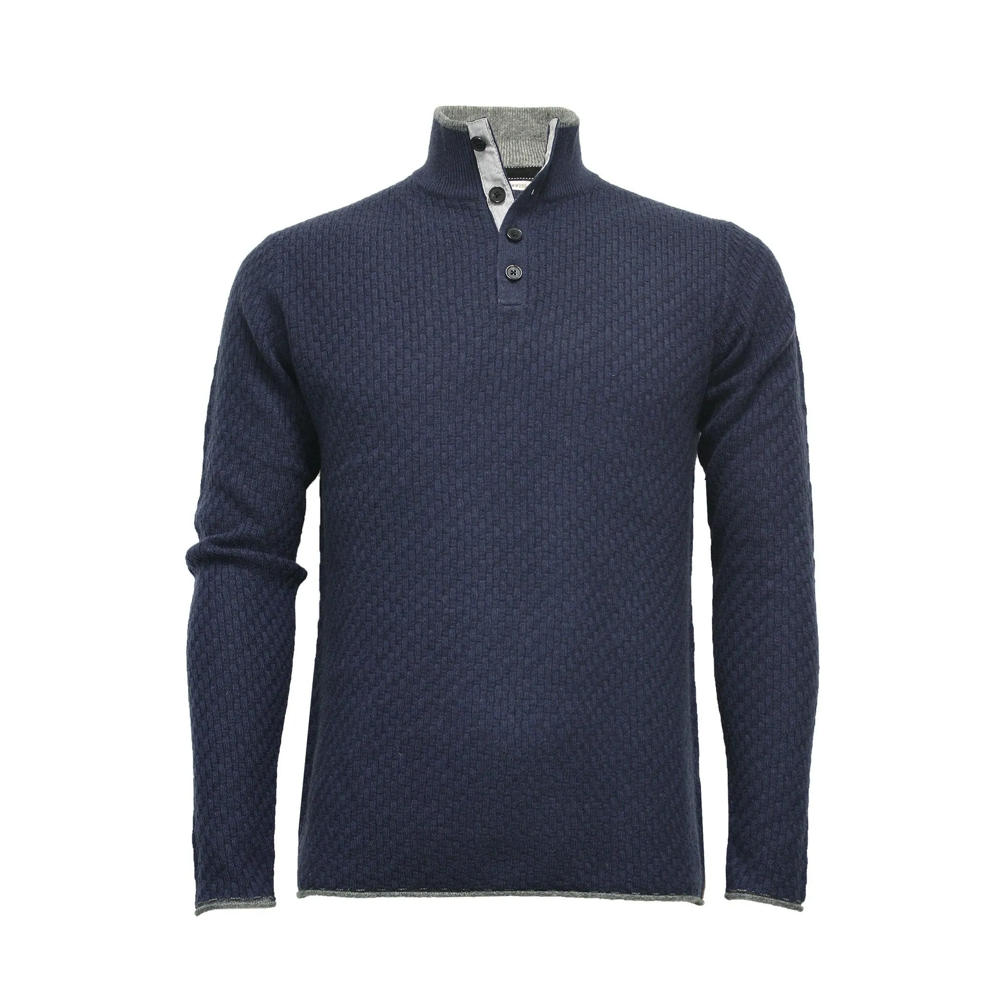 Camel Cashmere Sweater Button Neck Andromeda in Carbon Stitch