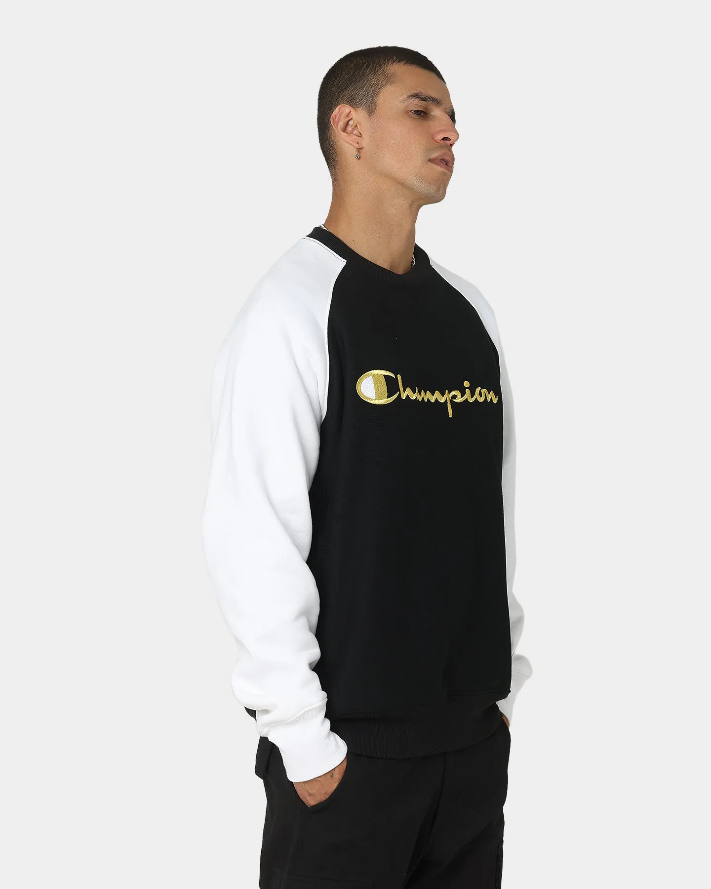 Champion Reverse Weave Raglan Crew Black/Gold