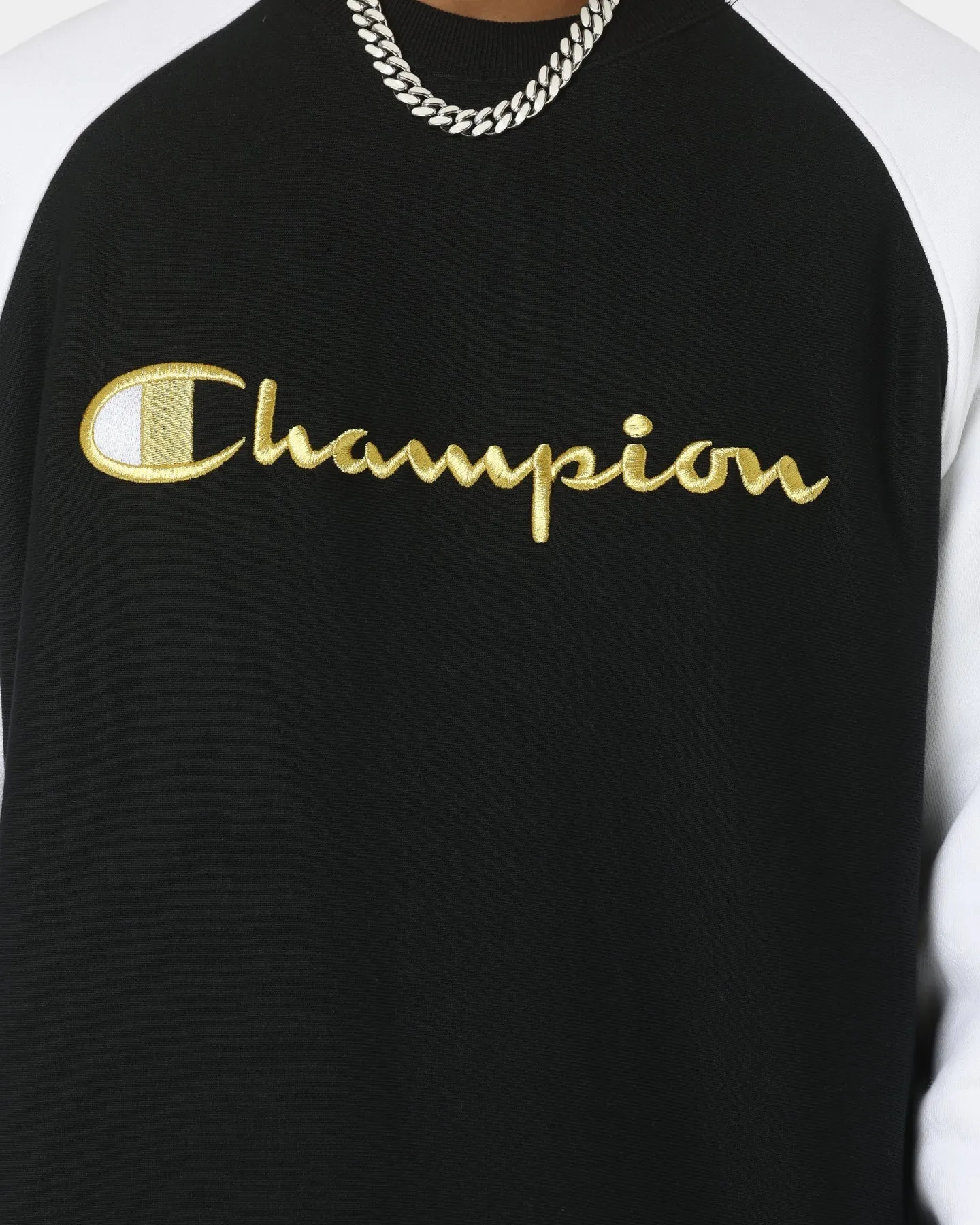 Champion Reverse Weave Raglan Crew Black/Gold