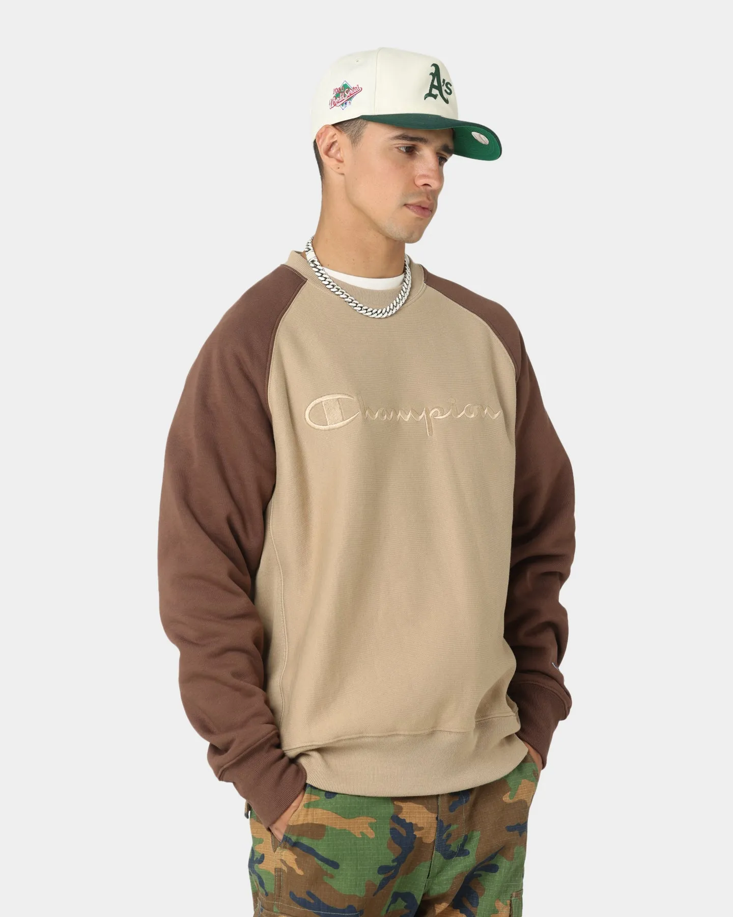 Champion Reverse Weave Raglan Crew Country Walnut