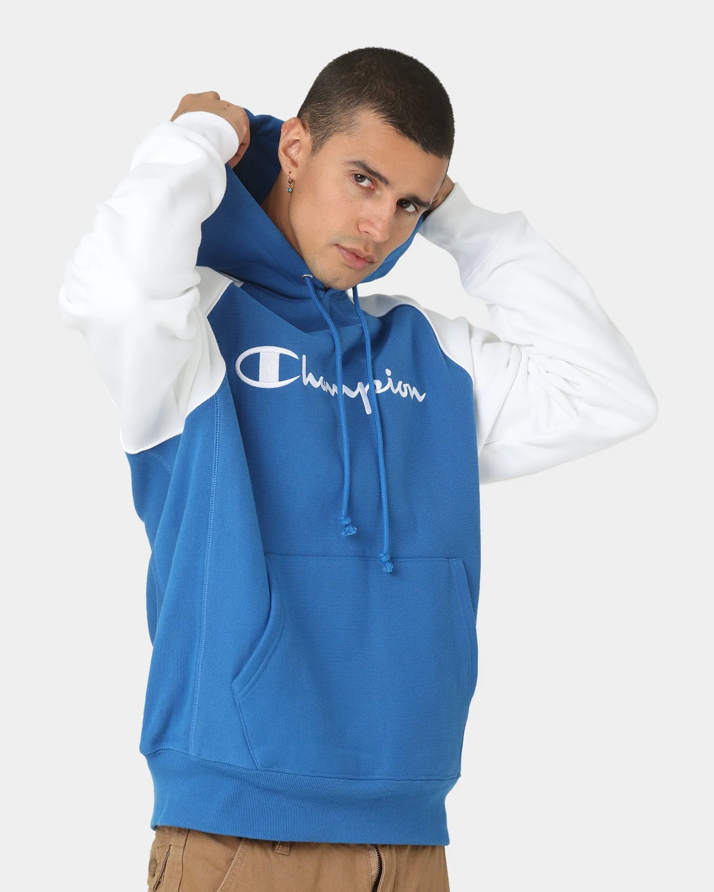 Champion Reverse Weave Raglan Hoodie Living In Blue