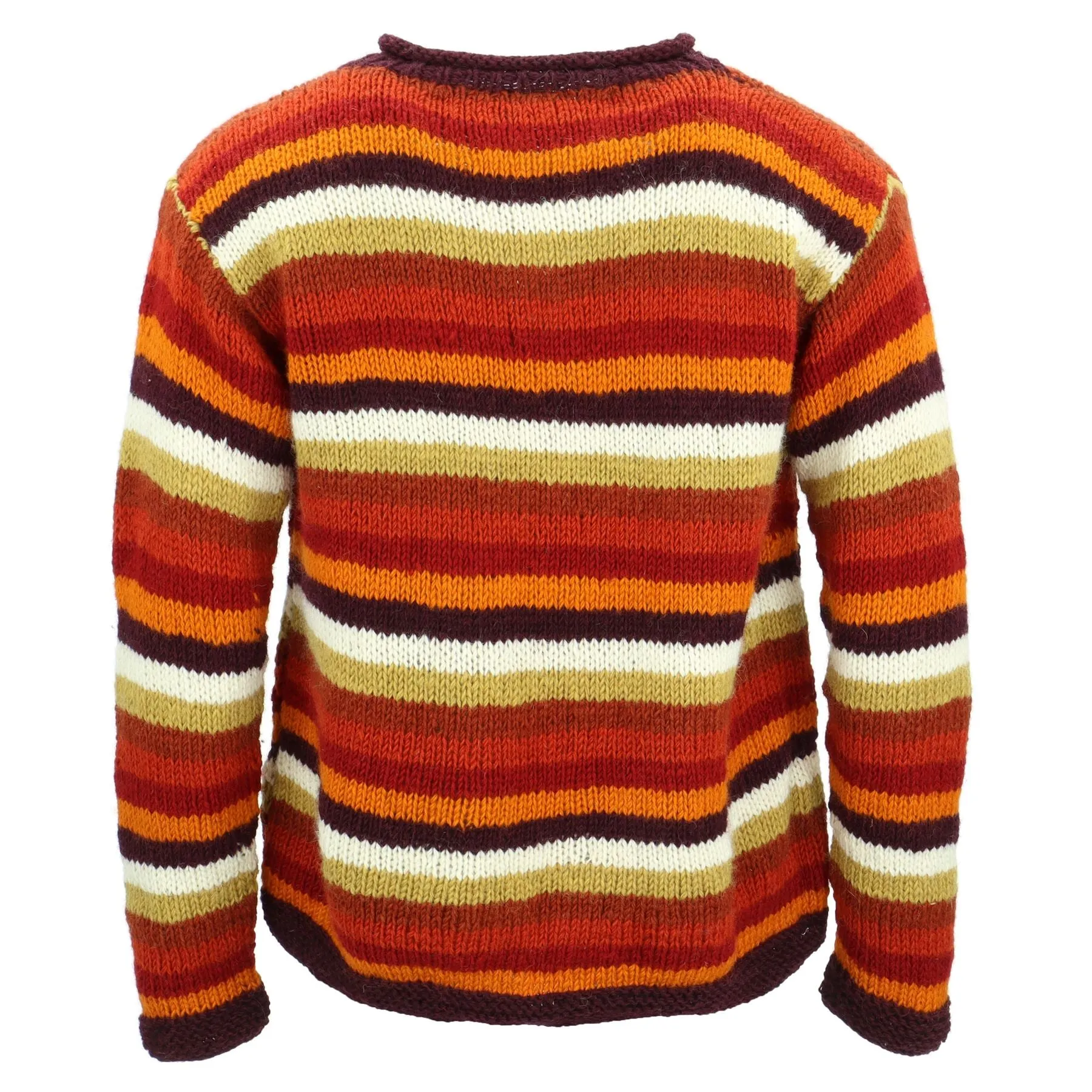 Chunky Wool Knit Jumper - Stripe Rust